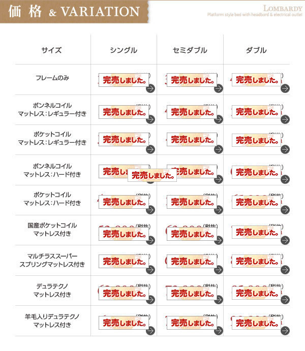 タイプ別価格