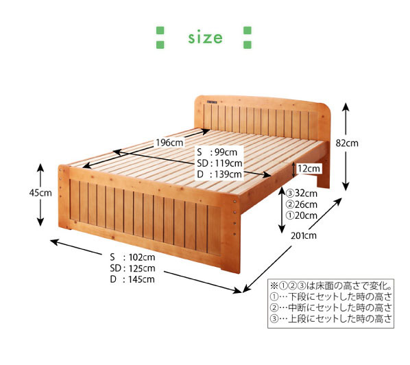 天然木すのこベッド【Fit-in】フィット・インサイズ詳細